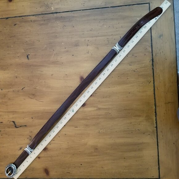 Reversible Women's Brown & Black Leather Belt, Scrollwork Buckle Mock Crock Boho - Picture 13 of 13